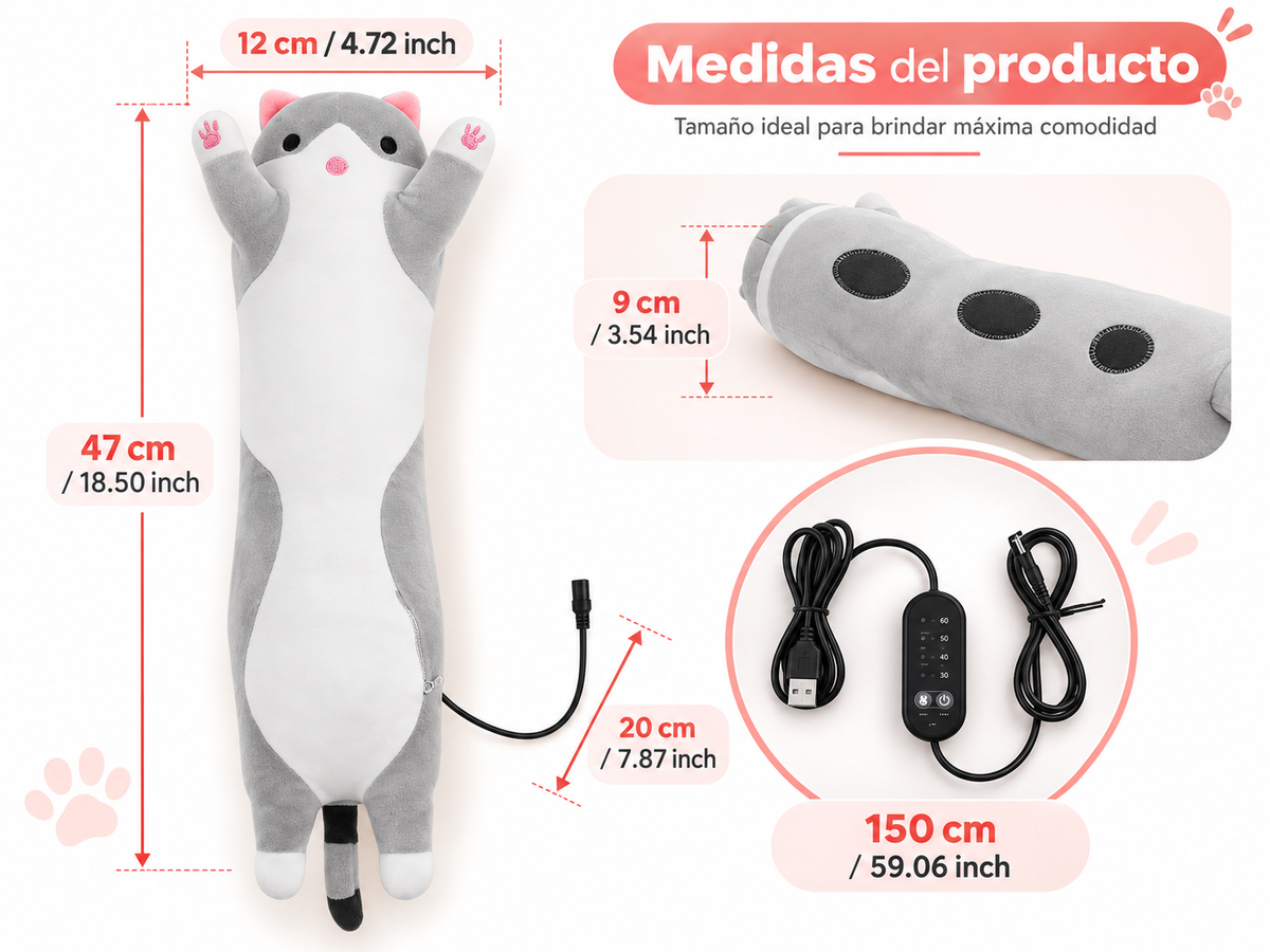 Gatito Térmico para Aliviar los cólicos.